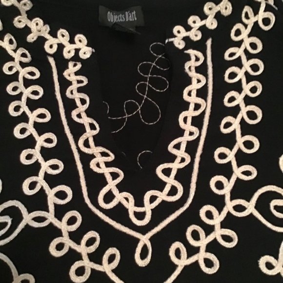 Objects D'Art Black White Embroidered Sleeveless Tank Top Size XL - Picture 2 of 6